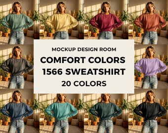 Comfort Colors 1566 Mockup | Golden Hour Aesthetic | Female Model