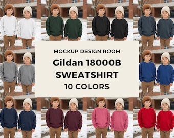 Sudadera Gildan 18000B con cuello redondo para jóvenes, diseño "Día de nieve", 10 colores