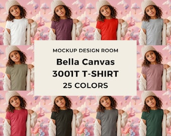 Zestaw mockupów Bella Canvas 3001T | Miękki pastelowy sen | Wysoka rozdzielczość PNG | 25 kolorów