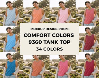 Maqueta de camiseta sin mangas Comfort Colors 9360 (34 unidades) / Día soleado / Descarga digital