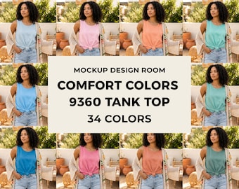 Conjunto de maquetas de camisetas sin mangas Comfort Colors 9360 / Boho Patio (34 colores)