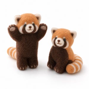 Red Panda Needle Felting Kit, DIY Wool Felt Animal Craft Kit, Japanese Hamanaka Kit, Makes 2 Red Pandas