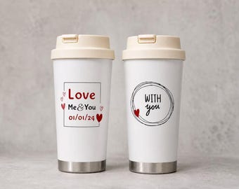 Custom Stainless Steel Travel Mug, Personalized Coffee Cup, Couple Gift, 304 Insulated Tumbler, Meaningful Gift for Loved Ones