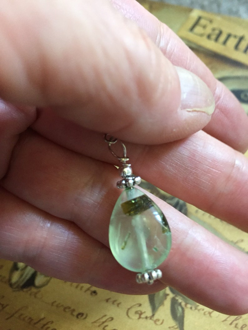 Natural Gemstone Earrings Prehnite Jewelry Prehnite Drop Earrings
