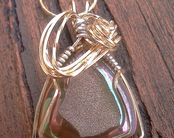 Rainbow Drusy Wire Wrap Pendant