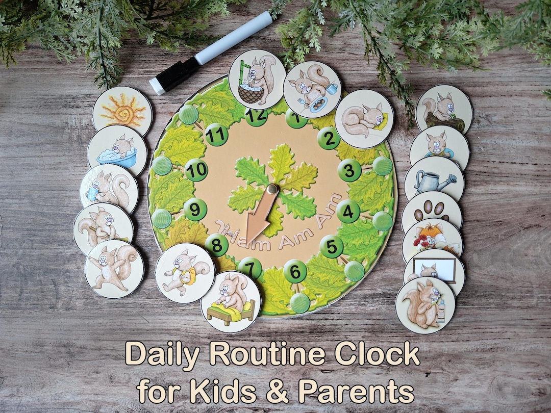 Daily Routine Clock for Kids Visual Schedule Family Planner Printable ...