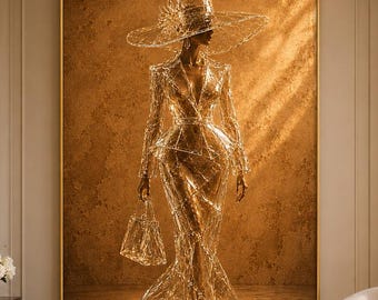 Glass Woman Wall Art | Luxury Fashion Print | Statement Glam Artwork | Gold Neutral Decor | Couture Wall Art | Modern Digital Download