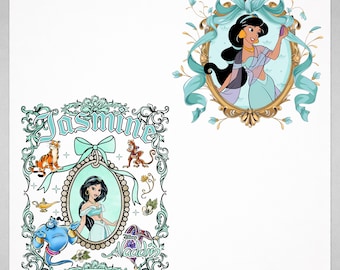 Ensemble princesse Jasmine PNG, personnages d'Aladdin, noeud coquette (téléchargement numérique)