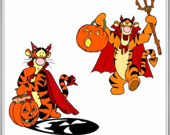 Bundle PNG Halloween Tigrou • Clipart citrouille Jack O Lantern • Sublimation effrayante • Téléchargement instantané