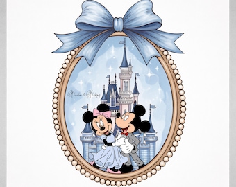 Mariage au château de Mickey Minnie PNG • Clipart couple de conte de fées romantique (téléchargement numérique)