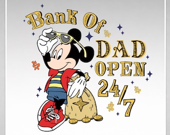 Mickey Bank of Dad PNG • Sublimation • Téléchargement instantané • Clipart drôle de fête des pères