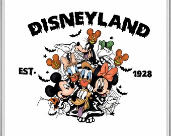 Disney Halloween PNG • Sublimation fantasmagorique • Clipart squelette Pluton Dingo Mickey Minnie Donald Daisy • Téléchargement instantané