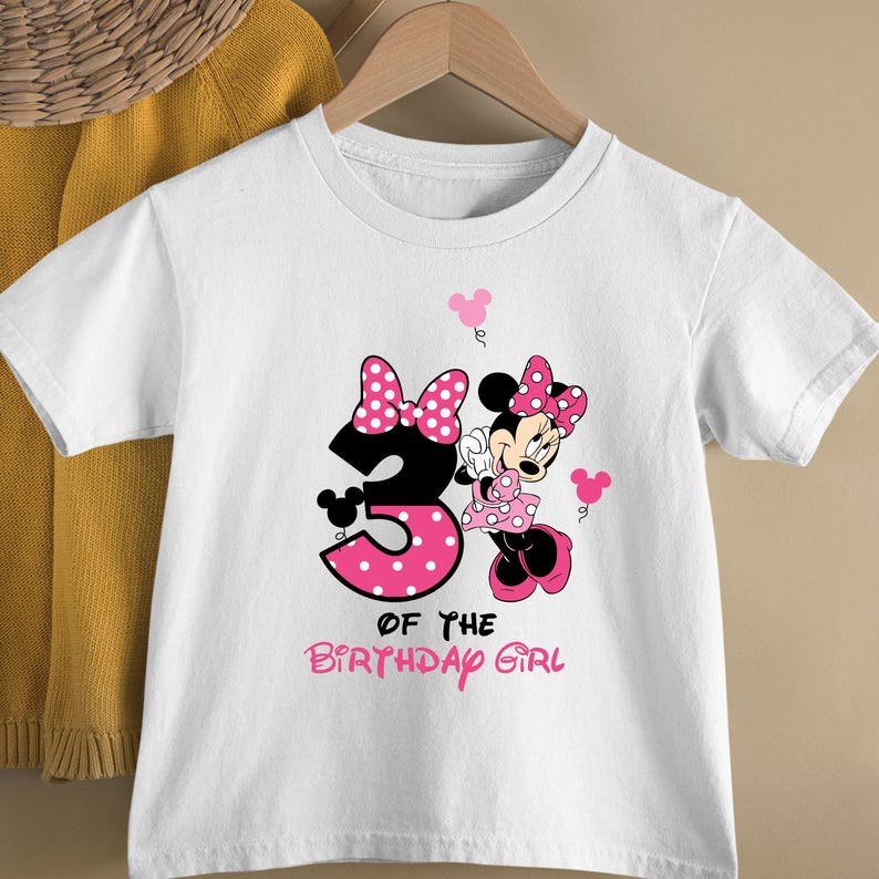 Minnie Mouse 3° compleanno bambina PNG, design per magliette abbinate per la famiglia (download digitale) immagine 3