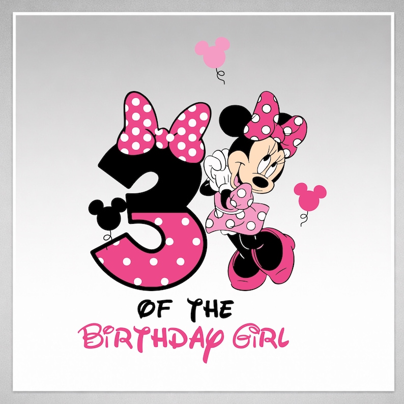 Pu&ograve; includere: Biglietto di compleanno con Minnie Mouse. Il numero "3" &egrave; in nero e pois rosa, con Minnie Mouse in un abito abbinato. Il testo "OF THE BIRTHDAY GIRL" &egrave; sotto il numero.