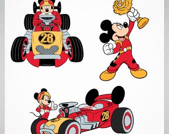 Ensemble Mickey Mouse Roadster Racers PNG, personnages de dessins animés (téléchargement numérique)