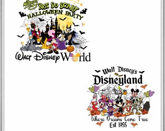 Ensemble PNG Fête d'Halloween Disney • Clipart Dingo Pluto Mickey Minnie Donald • Walt Disney World et Disneyland • Sublimation effrayante