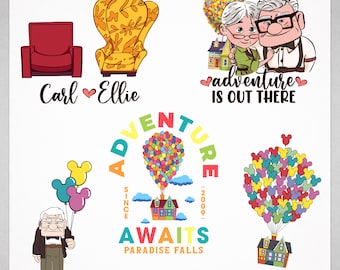 Up Movie Carl Ellie PNG, Adventure Awaits Sublimation Design (Téléchargement numérique)