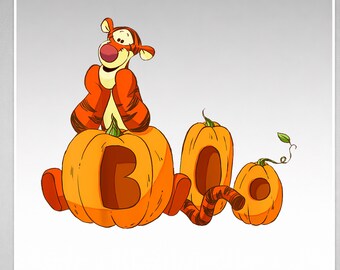 Tigger Halloween BOO Pumpkins PNG  • Sublimation • Instant Download• Spooky Clipart