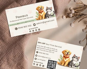 Pet Sitter Business Card Template | Dog Walker | Canva Editable