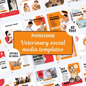 Veterinary Social Media Templates Canva | Vet Clinic Instagram & Facebook Posts | Animal Hospital Marketing Kit