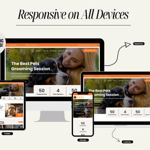 Pawaus professional pet care website template for groomers, veterinarians, and local animal service providers. Fully responsive, SEO-ready, with Divi drag-and-drop builder. Includes booking and inquiry pages, pre-built layouts, and customizable colors and fonts. Perfect for small pet businesses wanting a polished, client-friendly online presence in hours.