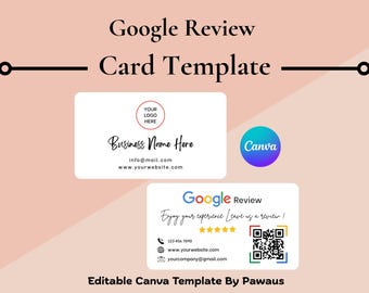 Google Review Card Template Canva Editable | QR Code Feedback Request | Client Rating Card