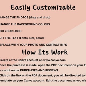 Customizable Google review card template showing editing options like changing photos, colors, logo, text, and contact information.