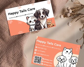 Pet Boarding Business Card Template | Editable Canva Design for Kennels, Daycare & Animal Care Services