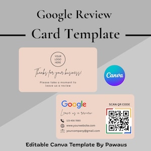 Google Review Card Editable Template | QR Feedback & Client Rating Design