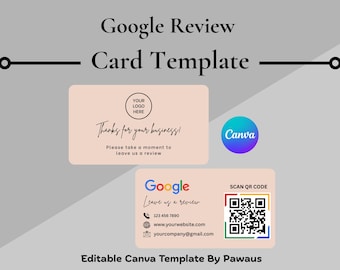 Google Review Card Editable Template | QR Feedback & Client Rating Design