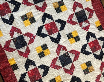 Calico Red and Navy Quilt