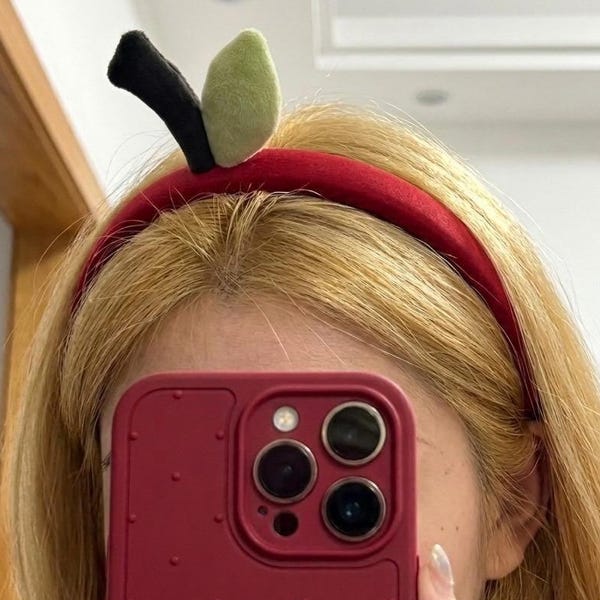 Red Apple Headband, Fruit Headband, Y2K Headpiece, Cottagecore Fashion, Halloween Gift