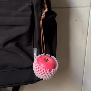 Realistic Pink Apple Keychain,  Fruit Bag Charm, Summer Accessory