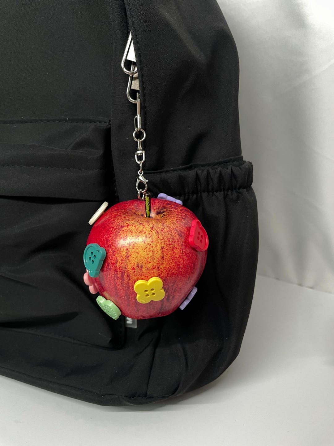 Handmade Apple Keychain, Button Style Bag Charm, Fruit Car Accessory ...