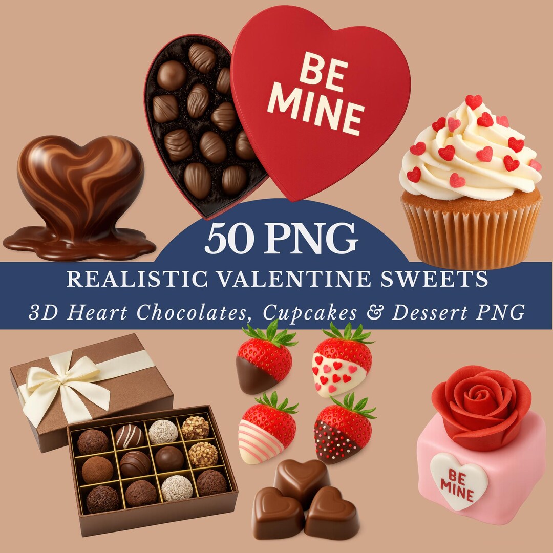 Valentin Sweets Graphics Realistic Valentine Sweets PNG, 3D Heart Donut Clipart, Romantic Waffle ...
