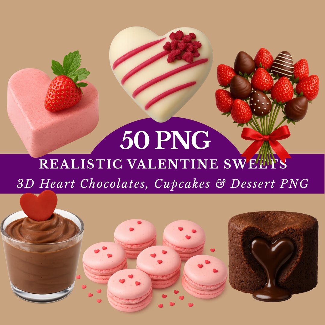 Valentin Sweets Graphics Realistic Valentine Sweets PNG, 3D Heart Chocolate Clipart, Romantic ...