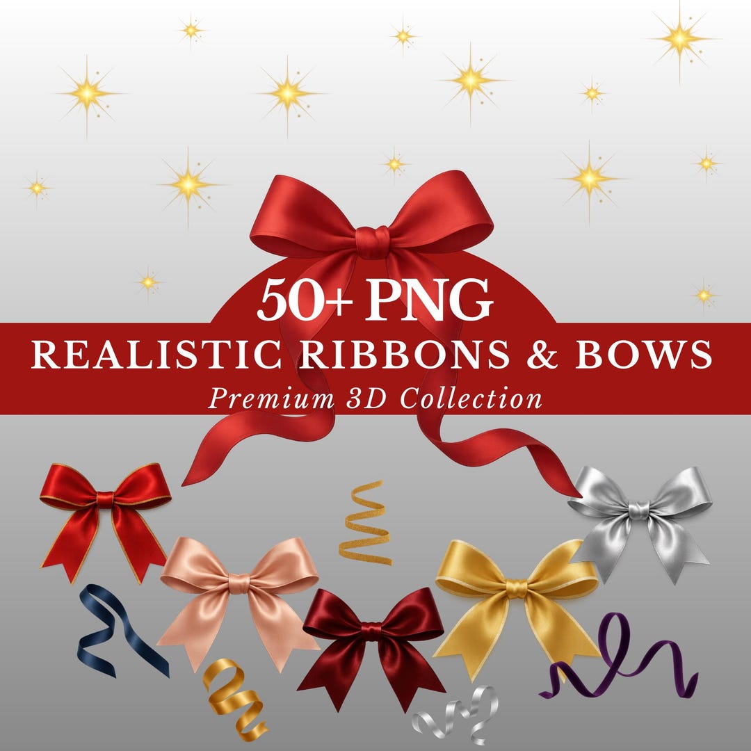 50+ Realistic Ribbons and Bows PNG, Luxury Velvet and Gold Wire Ribbon ...