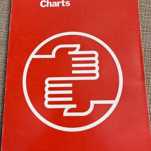 May include: A red book titled "International Hand Alphabet Charts" with white text and a white graphic of two hands forming a circle. The author's name, Simon J. Carmel, is at the bottom.