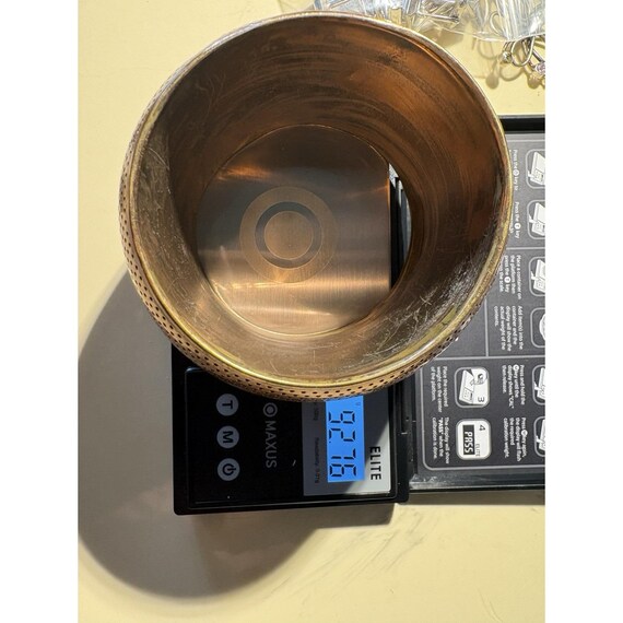 Textured Grid Solid Copper Wide Bangle Chunky Bra… - image 5