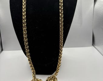 Vintage Givenchy guldpläterat stationärt/kedjehalsband med logotypdetaljer 86 cm