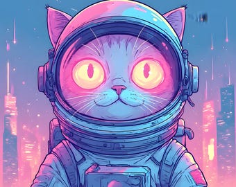 MEGA Cyberpunk Neon Cat Bundle – 35 Ultra-High-Res Printable Digital Art Pack