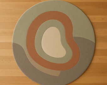 Abstract Round Rug | Earth Tone Minimalist Home Decor