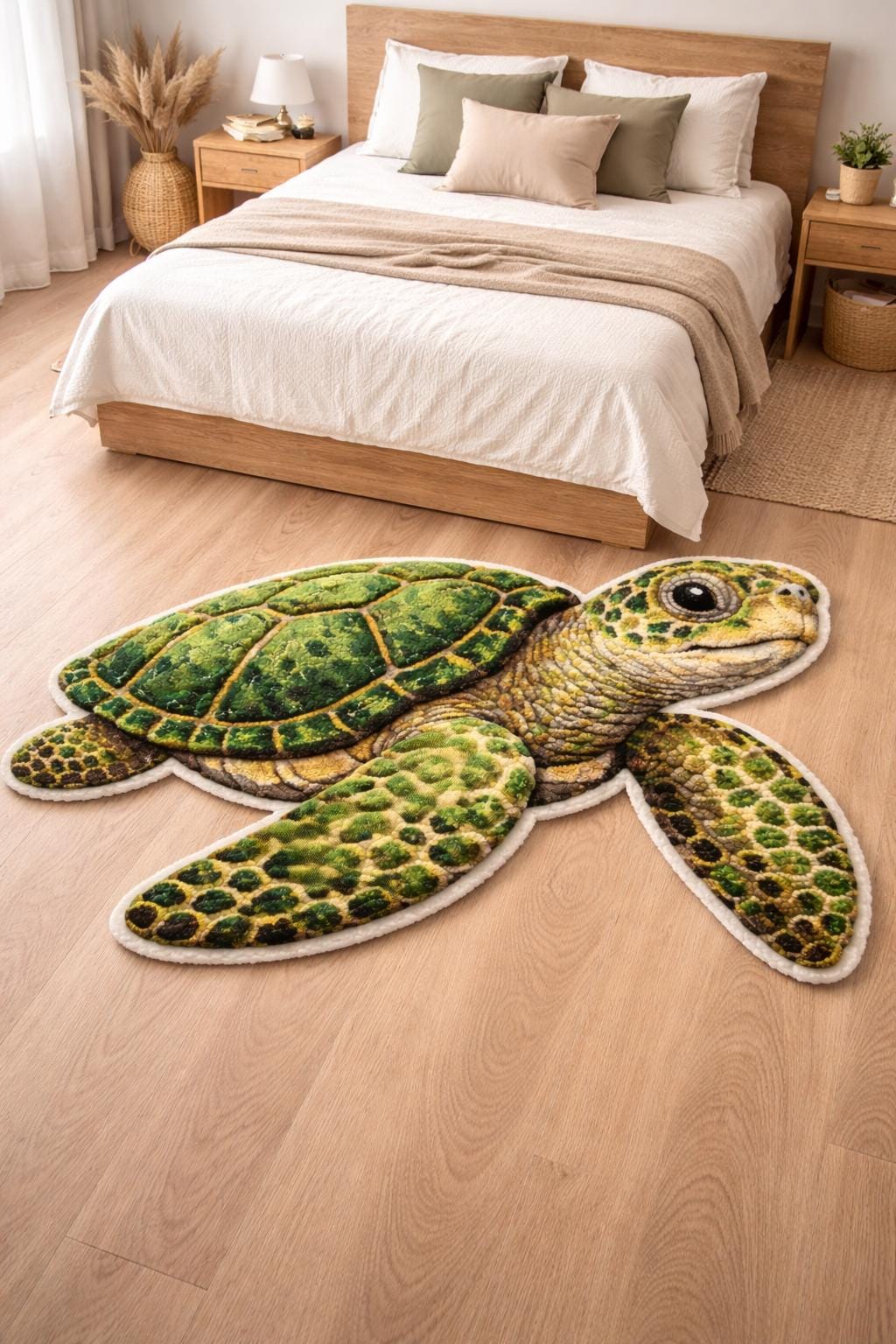 Turrtle Rug Green Sea Turtle Rug | Coastal Animal Floor Mat for Living Room, Kids ...