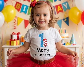 Cat in The Hat PNG, Customizable Name 1st Birthday Celebration PNG, Personalized Name PNG for Teacher, Friend, Kid, Funny Custom Name png