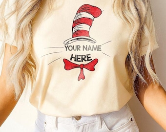 Gato con sombrero, nombre personalizado PNG para maestro, amigo, niño, nombre personalizado divertido, camiseta de lectura, nombre personalizado PNG.
