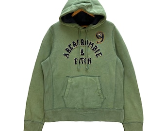 Vintage Trashed ABERCROMBIE & FITCH Big Logo Pullover Hoodie Sweatshirt Size M #A5-0133