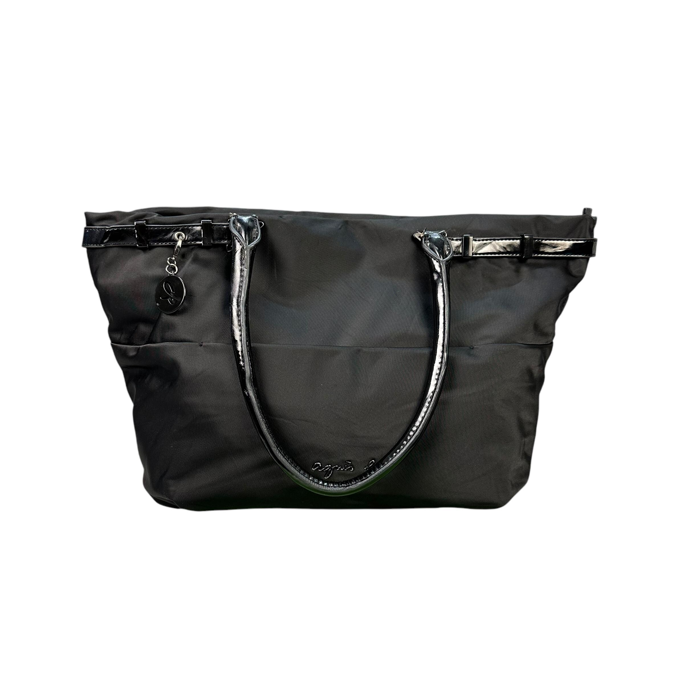 Agnes B. Voyage Black Nylon Shoulder Tote Bag - Etsy