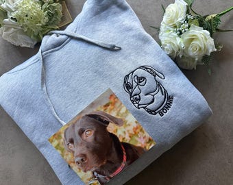 Custom Pet Portrait Hoodie: Embroidered Heavyweight Personalised Hoodie