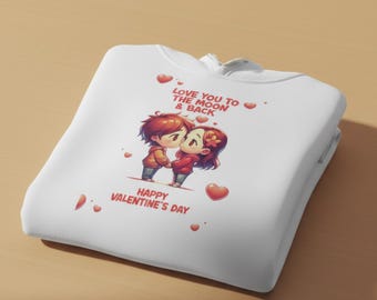 Hoodie Valentines Love you to the moon and back on quality heavyweight with Personalisation