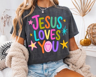 Jesus Loves You Png, Lettering Christian Shirt Sublimation, Faith Png, Craft Jesus Design